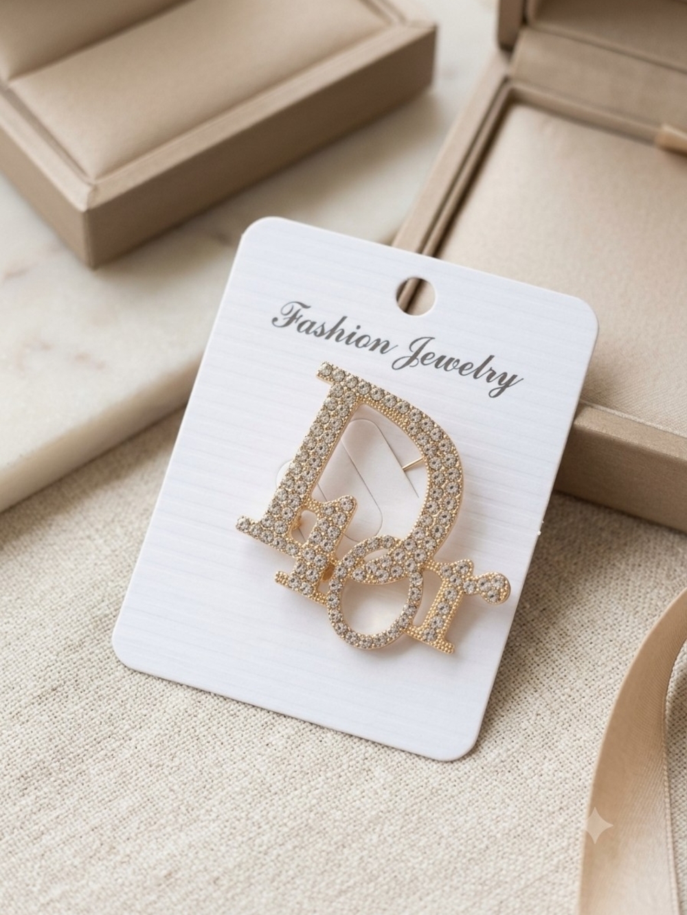 Gold Rhinestone Pin Brooch - Fashion Jewelry